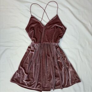 Forever21 Mauve Pink Velvet A-Line Dress- Small
